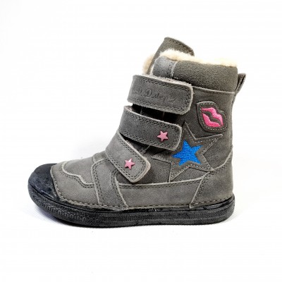 D.D. step dievčenská detská celokožená zimná obuv dark grey 913